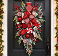 Christmas Candy Cane Mistletoe Door Swag, Artificial 19.69 x 11.81 in